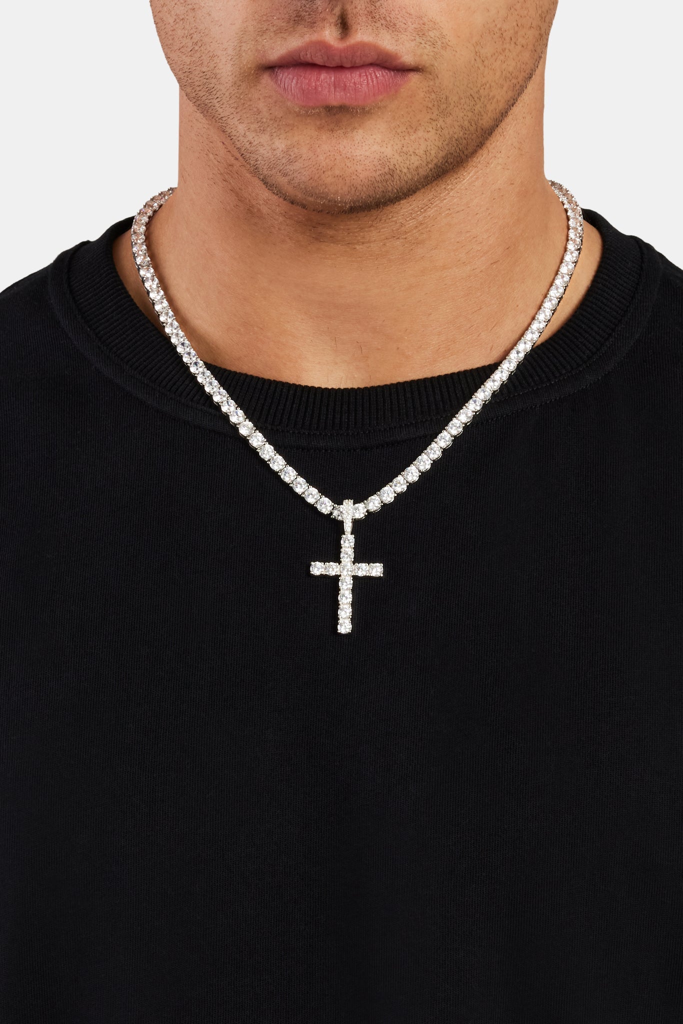 925 Kreuz Anhänger, Weißgold